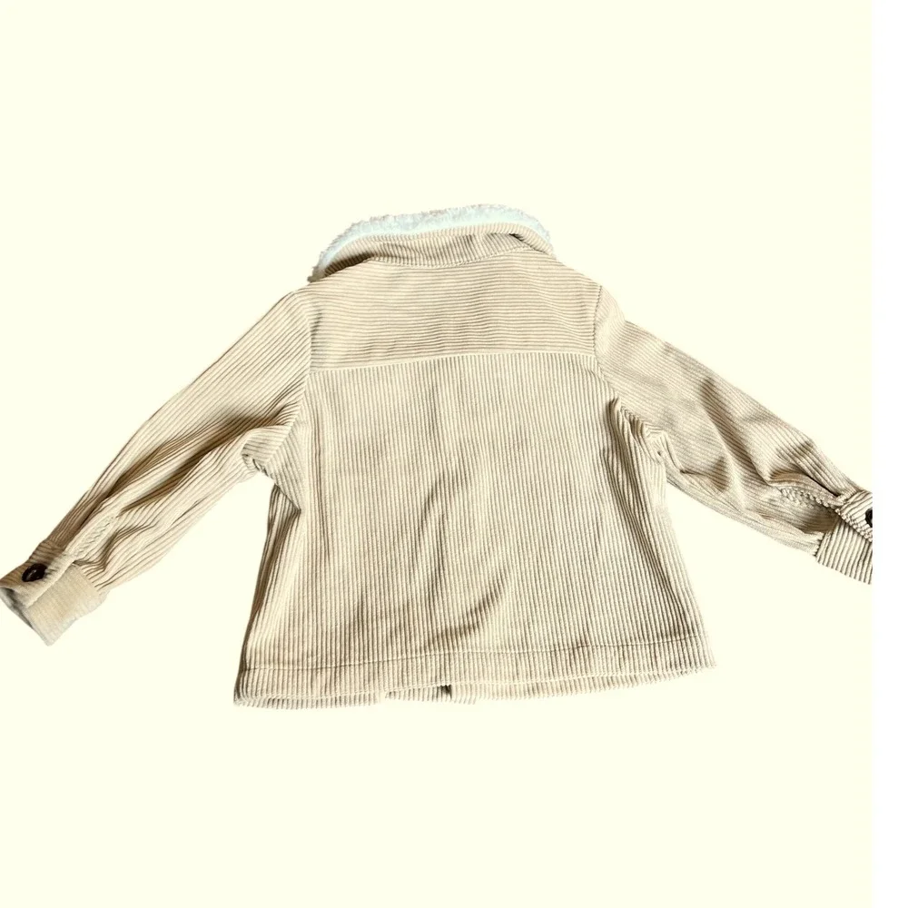 Corduroy Jacket with Faux Fur Collar Beige Button Up | 9-12 Months‎